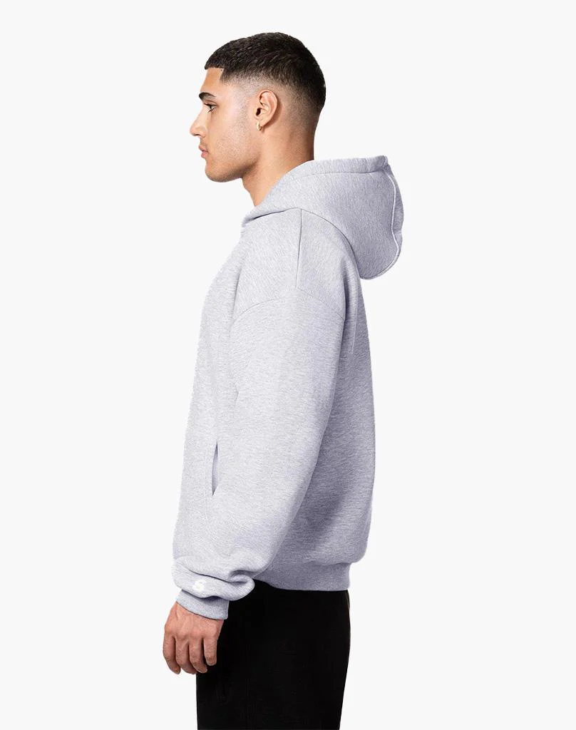 BASIC ZIP-HOODIE (GREY MELANGE) - Image 4